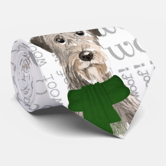 Irish Wolfhound Funny Woof-Hondenliefhebber voor k Stropdas (Opgerold)