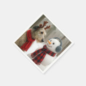 Irish Wolfhound Gazing at a Cute Snowman Servet (Hoek)