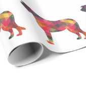 Irish Wolfhound Geometric Pattern Silhouette Multi Cadeaupapier (Rol Hoek)
