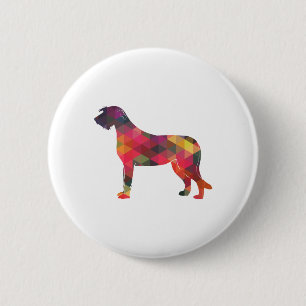 Irish Wolfhound Geometric Pattern Silhouette Multi Ronde Button 5,7 Cm
