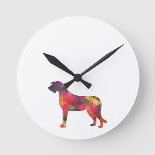 Irish Wolfhound Geometric Pattern Silhouette Multi Ronde Klok (Voorkant)