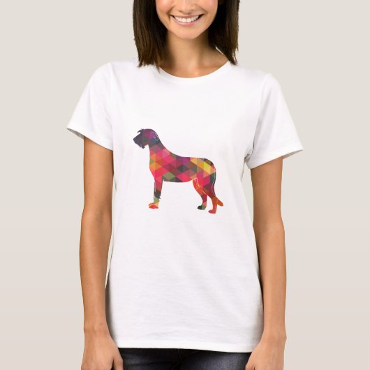 Irish Wolfhound Geometric Pattern Silhouette Multi T-shirt (Voorkant)