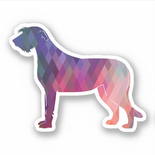 Irish Wolfhound Geometric Pattern Silhouette Pur Sticker (Voorkant)