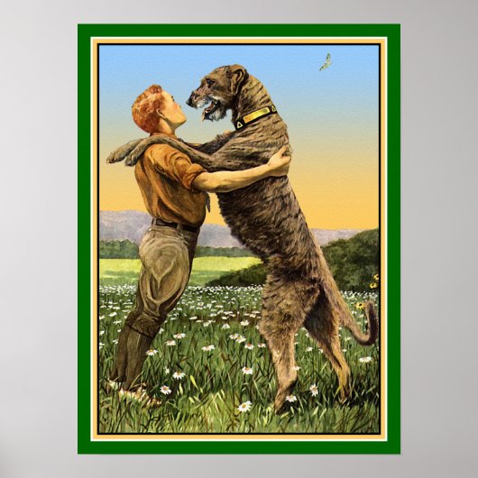 "Irish Wolfhound Greeting" Poster (Voorkant)