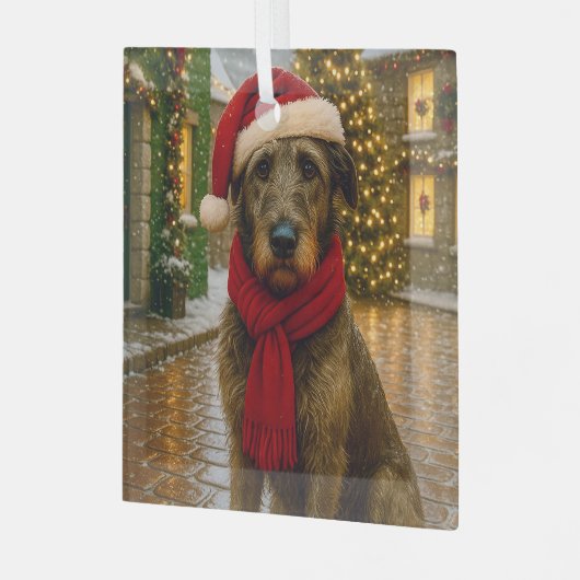 Irish Wolfhound Holiday Glas Ornament (Voorkant links)