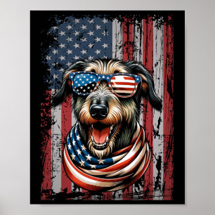 Irish Wolfhound Hondenliefhebber Amerikaanse vlag Poster