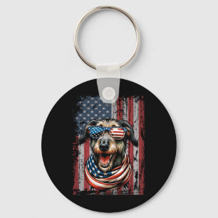 Irish Wolfhound Hondenliefhebber Amerikaanse vlag Sleutelhanger