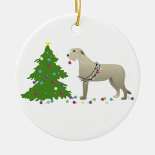 Irish Wolfhound Hondenras Silhouette Kerstmis Keramisch Ornament