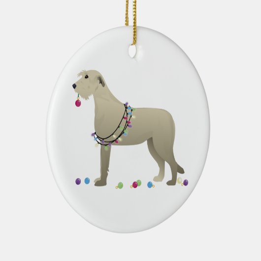 Irish Wolfhound Hondenras Silhouette Kerstmis Keramisch Ornament (Rechts)