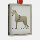 Irish Wolfhound Hondenras Silhouette Kerstmis Metalen Ornament (Rechts)