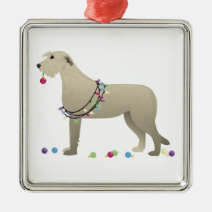 Irish Wolfhound Hondenras Silhouette Kerstmis Metalen Ornament