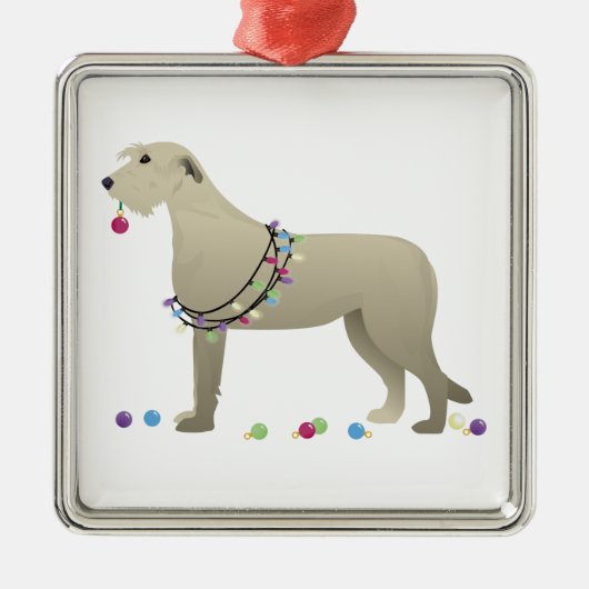 Irish Wolfhound Hondenras Silhouette Kerstmis Metalen Ornament (Voorkant)