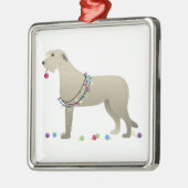 Irish Wolfhound Hondenras Silhouette Kerstmis Metalen Ornament (Links)