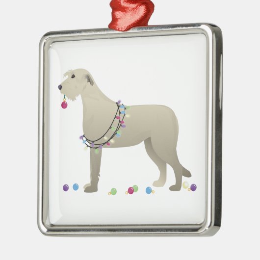 Irish Wolfhound Hondenras Silhouette Kerstmis Metalen Ornament (Links)