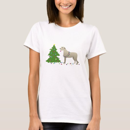 Irish Wolfhound Hondenras Silhouette Kerstmis T-shirt (Voorkant)