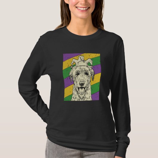 Irish Wolfhound Jester Mardi Gras Dog Mom or Dad T-shirt (Voorkant)
