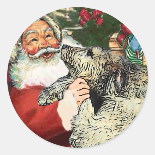 Irish Wolfhound-kerstcadeaus Ronde Sticker (Voorkant)