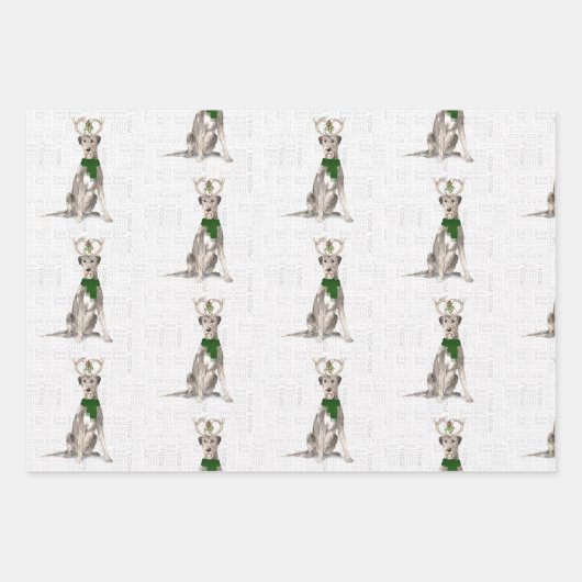 Irish Wolfhound kersthond Dog en Pset Inpakpapier Vel (Voorkant 2)
