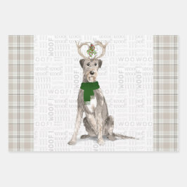 Irish Wolfhound kersthond Dog en Pset Inpakpapier Vel