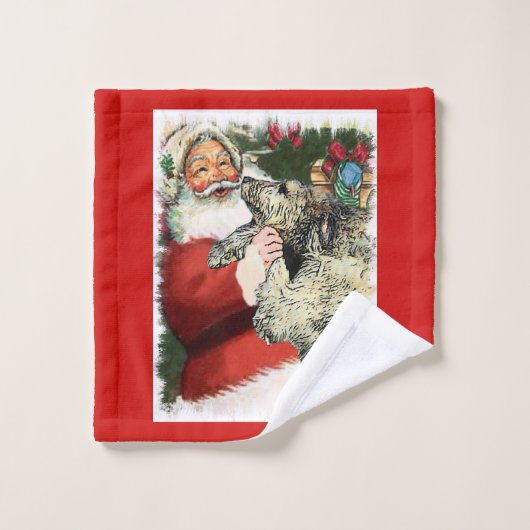 Irish Wolfhound Kerstmis Bad Handdoek (Wasdoekje)
