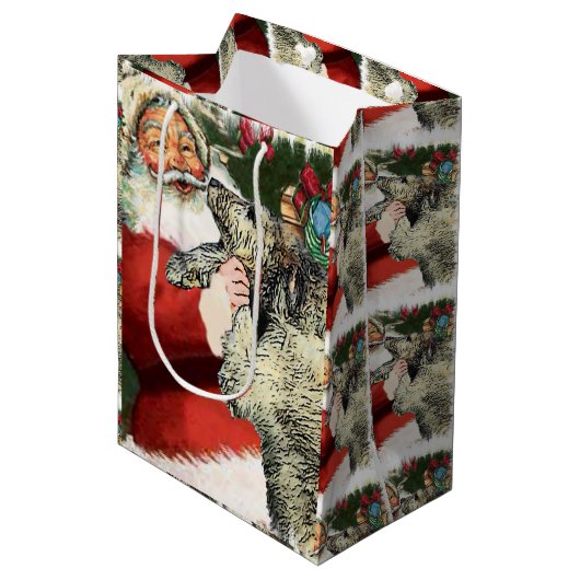 Irish Wolfhound Kerstmis Medium Cadeauzakje (Voorkant Gekanteld)