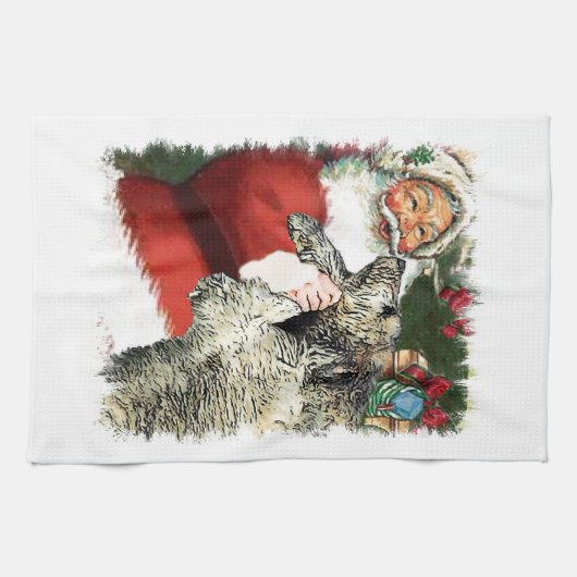 Irish Wolfhound Kerstmis Theedoek (Horizontaal)