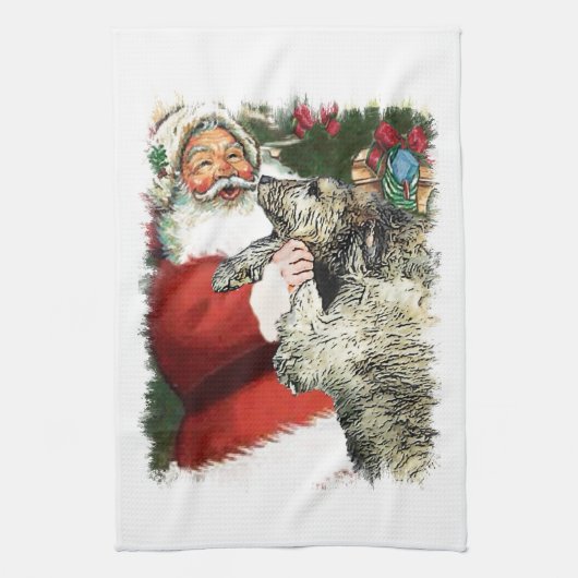 Irish Wolfhound Kerstmis Theedoek (Verticaal)