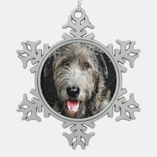 Irish Wolfhound Kerstmis Tin Sneeuwvlok Ornament (Voorkant)