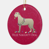 Irish Wolfhound-kerstontwerp Keramisch Ornament (Links)