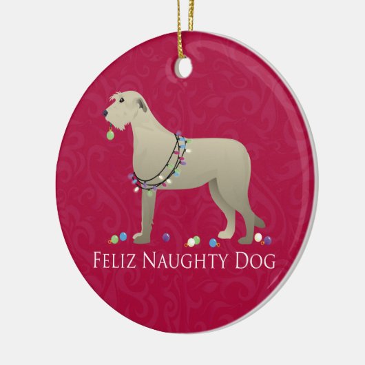 Irish Wolfhound-kerstontwerp Keramisch Ornament (Links)