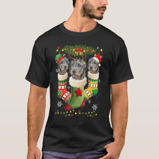 Irish Wolfhound KerstSocket Tree Light Xmas SA T-shirt (Voorkant)
