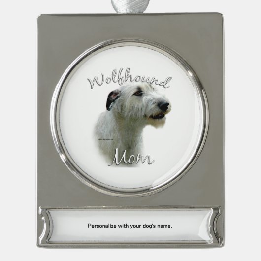 Irish Wolfhound Ma 2 Verzilverd Banner Ornament (Voorkant)