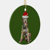 Irish Wolfhound met kerstschilders Santa Keramisch Ornament (Rechts)