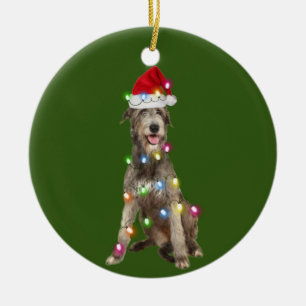 Irish Wolfhound met kerstschilders Santa Keramisch Ornament