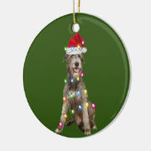 Irish Wolfhound met kerstschilders Santa Keramisch Ornament (Links)