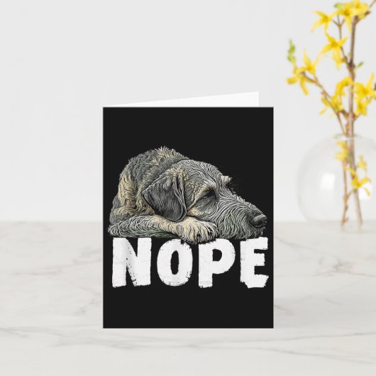 Irish Wolfhound Nope Funny Lazy Pet Dog Cute  Kaart (Gele Bloem)