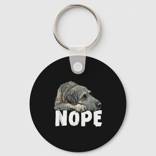 Irish Wolfhound Nope Funny Lazy Pet Dog Cute Sleutelhanger (Voorkant)