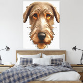 Irish Wolfhound Pet Portrait Black Outline Art Canvas Afdruk (Insitu (Slaapkamer))