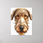 Irish Wolfhound Pet Portrait Black Outline Art Canvas Afdruk (Voorkant)