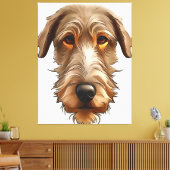 Irish Wolfhound Pet Portrait Black Outline Art Canvas Afdruk (Insitu (Woonkamer))