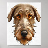 Irish Wolfhound Pet Portrait Black Outline Art Poster (Voorkant)