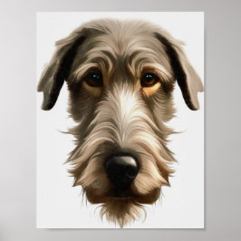 Irish Wolfhound Pet Portrait Painting, geïsoleerd  Poster
