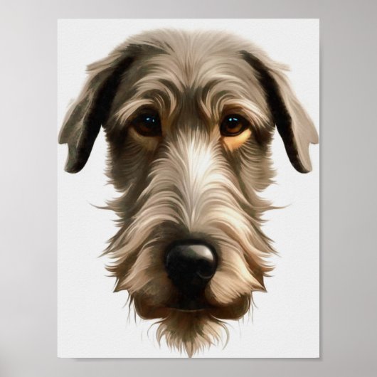 Irish Wolfhound Pet Portrait Painting, geïsoleerd  Poster (Voorkant)