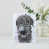 irish wolfhound playing in the snow briefkaart (Staand voorkant)