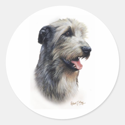 Irish Wolfhound Ronde Sticker (Voorkant)