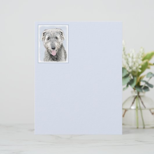 Irish Wolfhound-schilderij - Cute Original Dog Art (Staand voorkant)