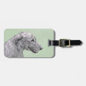 Irish Wolfhound-schilderij - Cute Original Dog Art Bagagelabel (Voorkant horizontaal)