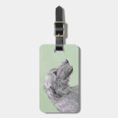 Irish Wolfhound-schilderij - Cute Original Dog Art Bagagelabel (Voorkant verticaal)