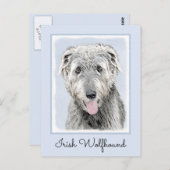 Irish Wolfhound-schilderij - Cute Original Dog Art Briefkaart (Voorkant / Achterkant)