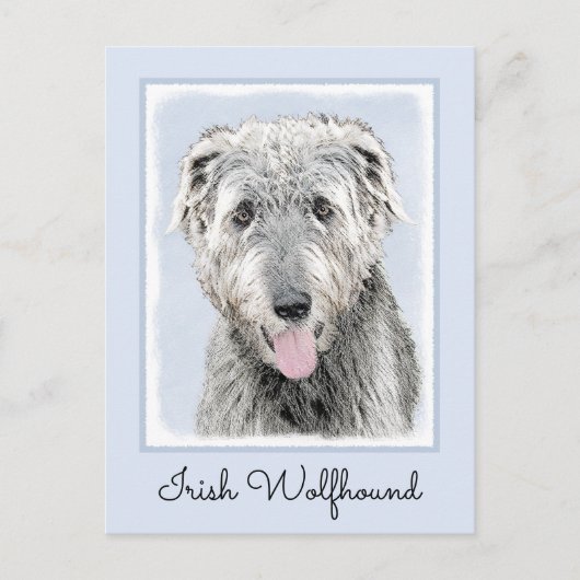 Irish Wolfhound-schilderij - Cute Original Dog Art Briefkaart (Voorkant)